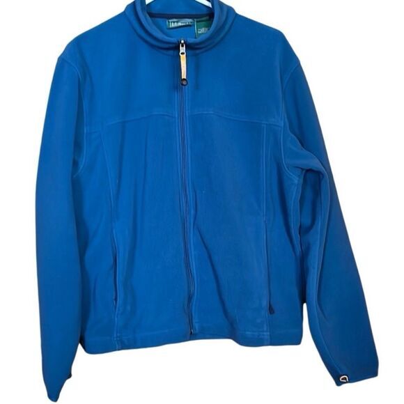 Ll Bean Fleece Sweater Mens‎ Medium Full Zip Blue Jacket Long Sleeve Polyester - Picture 1 of 6